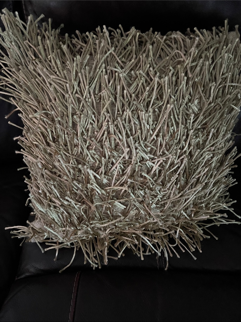 Beautiful Textured Shag accent Pillow golden sage
